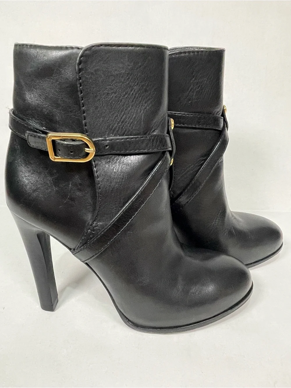 TORY BURCH | Dorese Black Leather High-Heel Stiletto Ankle Boots | 6.5